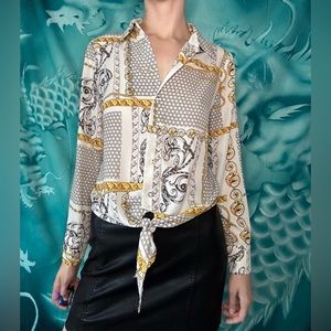 Button up tie front crop top